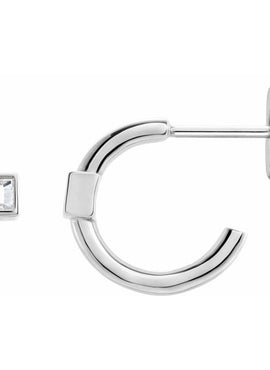 14K White Gold 1/5 CTW Natural Diamond Huggie Hoop Earrings