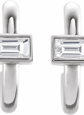 14K White Gold 1/5 CTW Natural Diamond Huggie Hoop Earrings