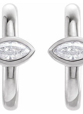 14K White Gold 1/5 CTW Natural Diamond Huggie Hoop Earrings