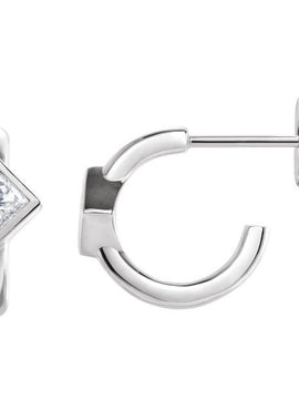 14K White Gold 1/5 CTW Natural Diamond Huggie Hoop Earrings