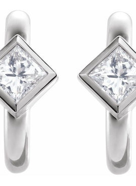 14K White Gold 1/5 CTW Natural Diamond Huggie Hoop Earrings