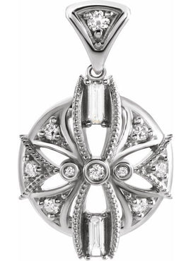 14K White Gold 1/4 CTW Natural Diamond Vintage-Inspired Pendant