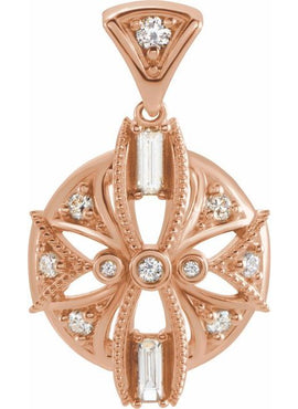 14K White Gold 1/4 CTW Natural Diamond Vintage-Inspired Pendant