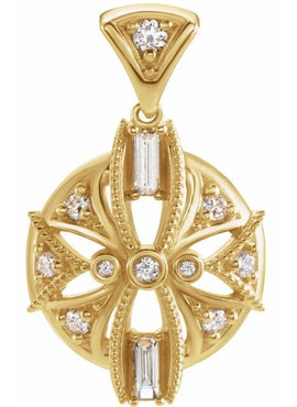 14K White Gold 1/4 CTW Natural Diamond Vintage-Inspired Pendant