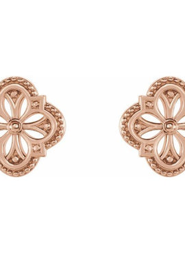 14K White Gold Vintage-Inspired Clover Earrings