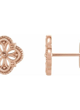 14K White Gold Vintage-Inspired Clover Earrings