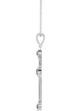 14K White Gold Natural Black Onyx Cross Pendant