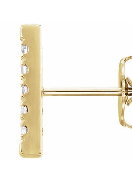 14K White Gold 1/8 CTW Natural Diamond French-Set Bar Earrings