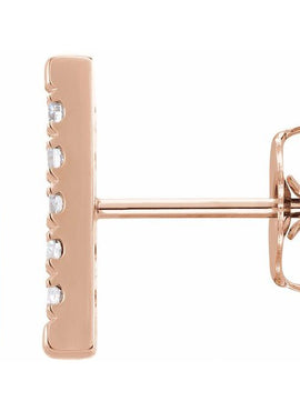 14K White Gold 1/8 CTW Natural Diamond French-Set Bar Earrings