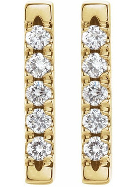 14K White Gold 1/8 CTW Natural Diamond French-Set Bar Earrings
