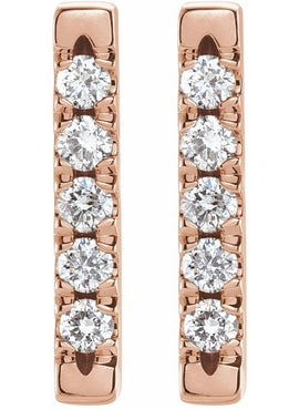 14K White Gold 1/8 CTW Natural Diamond French-Set Bar Earrings