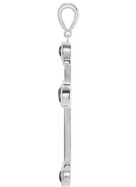 14K White Gold Natural Black Onyx Cross Pendant