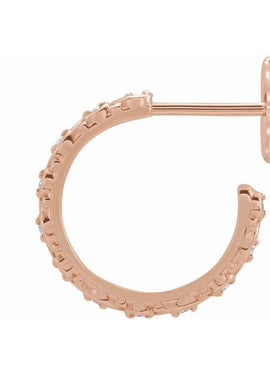 14K White Gold .06 CTW Natural Diamond Sculptural Hoop Earrings