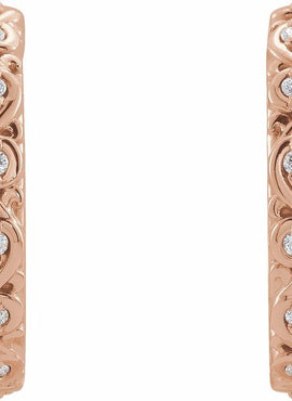 14K White Gold .06 CTW Natural Diamond Sculptural Hoop Earrings