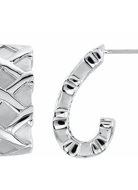 14K White Gold J-Hoop Earrings