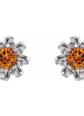 14K White Gold 1 CTW Natural Diamond Halo-Style Earrings