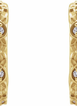 14K White Gold .04 CTW Natural Diamond Vintage-Inspired J-Hoop Earrings