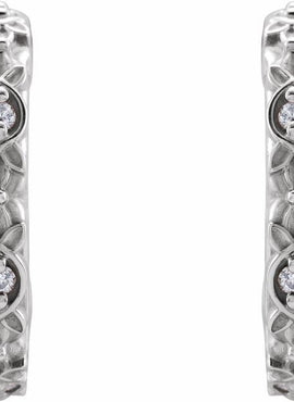 14K White Gold .04 CTW Natural Diamond Vintage-Inspired J-Hoop Earrings