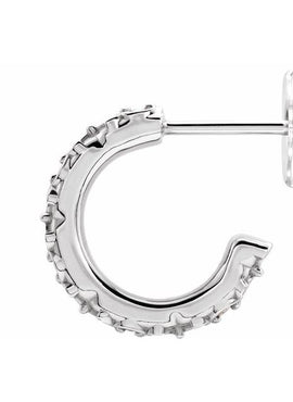 14K White Gold .04 CTW Natural Diamond Vintage-Inspired J-Hoop Earrings