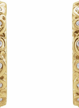 14K White Gold .06 CTW Natural Diamond Sculptural Hoop Earrings