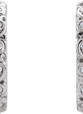 14K White Gold .06 CTW Natural Diamond Sculptural Hoop Earrings