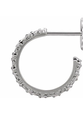 14K White Gold .06 CTW Natural Diamond Sculptural Hoop Earrings