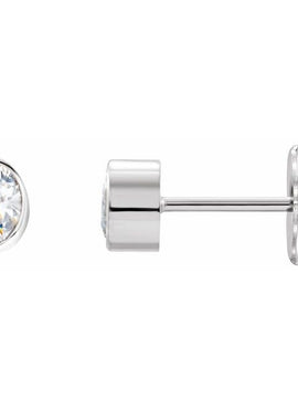 14K White Gold 1/10 CTW Natural Diamond Bezel-Set Earrings