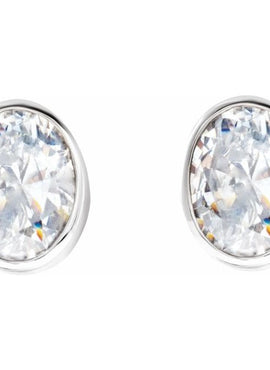 14K White Gold 1/10 CTW Natural Diamond Bezel-Set Earrings