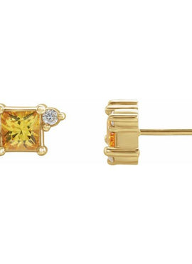 14K White Gold Natural Yellow Sapphire, Natural Pink Sapphire, & 1/8 CTW Natural Diamond Earrings