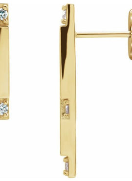14K White Gold 1/10 CTW Natural Diamond Bar Earrings