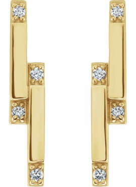 14K White Gold 1/10 CTW Natural Diamond Bar Earrings