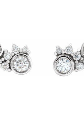 14K White Gold 1/4 CTW Natural Diamond Scattered Bezel-Set Earrings