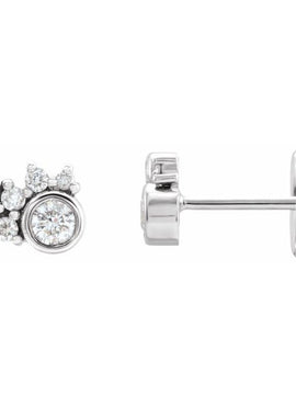 14K White Gold 1/4 CTW Natural Diamond Scattered Bezel-Set Earrings