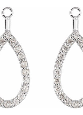 14K White Gold 1/5 CTW Natural Diamond Teardrop Earring Jackets