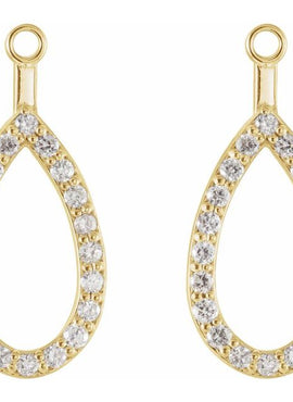 14K White Gold 1/5 CTW Natural Diamond Teardrop Earring Jackets