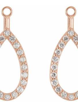 14K White Gold 1/5 CTW Natural Diamond Teardrop Earring Jackets