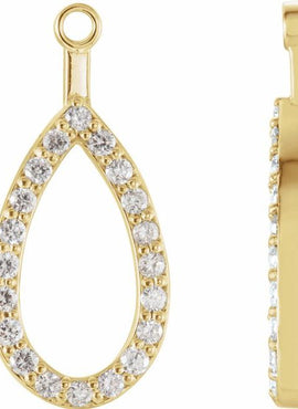 14K White Gold 1/5 CTW Natural Diamond Teardrop Earring Jackets