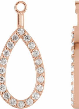 14K White Gold 1/5 CTW Natural Diamond Teardrop Earring Jackets