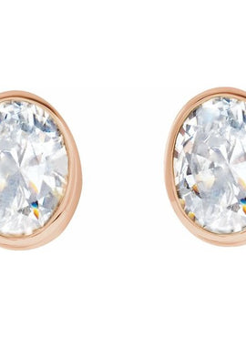 14K White Gold 1/10 CTW Natural Diamond Bezel-Set Earrings