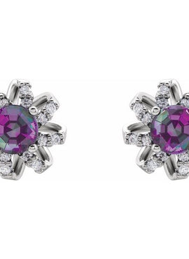14K White Gold 1 CTW Natural Diamond Halo-Style Earrings