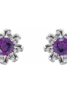 14K White Gold 1 CTW Natural Diamond Halo-Style Earrings