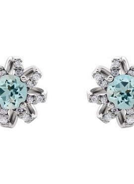 14K White Gold 1 CTW Natural Diamond Halo-Style Earrings