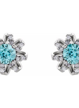 14K White Gold 1 CTW Natural Diamond Halo-Style Earrings
