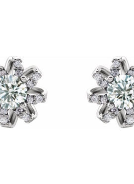 14K White Gold 1 CTW Natural Diamond Halo-Style Earrings