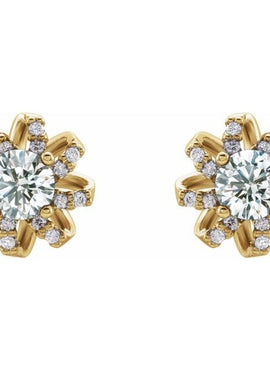 14K White Gold 1 CTW Natural Diamond Halo-Style Earrings