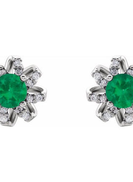 14K White Gold 1 CTW Natural Diamond Halo-Style Earrings