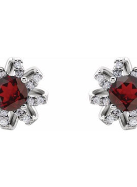 14K White Gold 1 CTW Natural Diamond Halo-Style Earrings