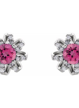 14K White Gold 1 CTW Natural Diamond Halo-Style Earrings