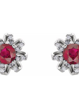 14K White Gold 1 CTW Natural Diamond Halo-Style Earrings