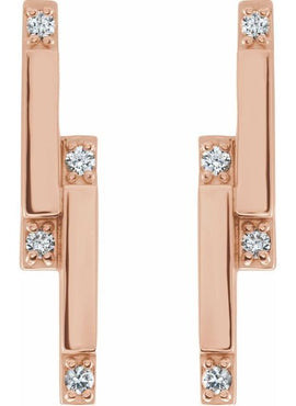14K White Gold 1/10 CTW Natural Diamond Bar Earrings